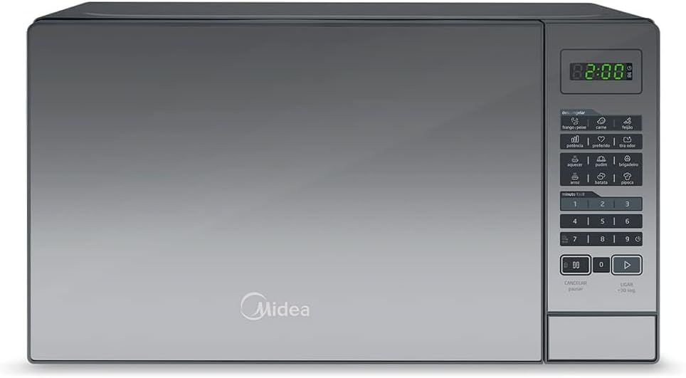 Forno-Micro-Ondas-Midea Forno Micro-Ondas Midea 20L Prata Espelhado Compacto, Potente e Elegante