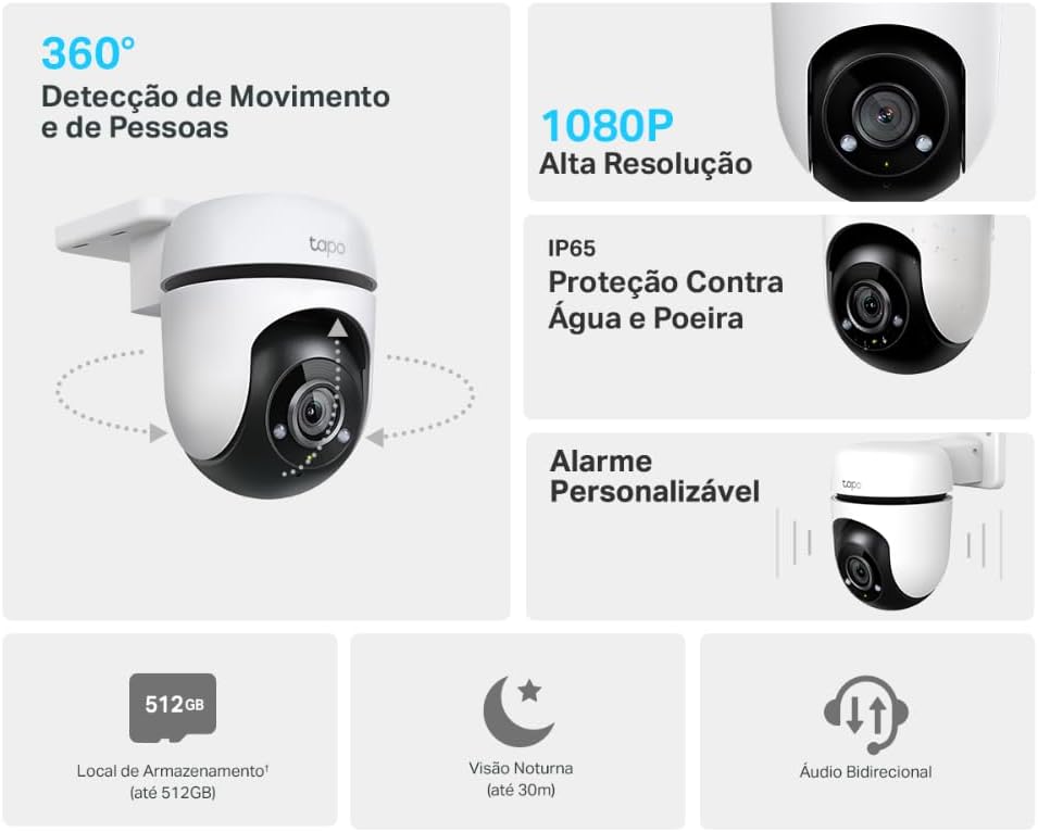 TP-Link-Tapo-C500 Câmera de Segurança Wi-Fi com Visão Noturna e Detecção Inteligente