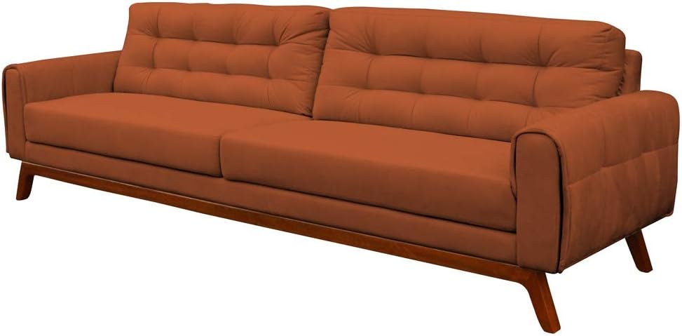 Sofa-2-Lugares-Sala-de-Estar-Eros-150-cm-Veludo-Telha-Base-Fixa-Gran-Belo Sofá Living Istambul Em Courino sofá 3L: Vale a Pena?