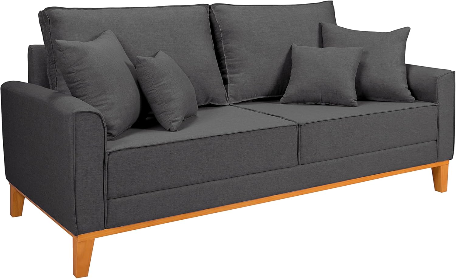 Sofa-Living-Beny-3-Lugares-Linho-Grafite-Fixo-Sala-Base-Madeira Sofá Living Istambul Em Courino sofá 3L: Vale a Pena?