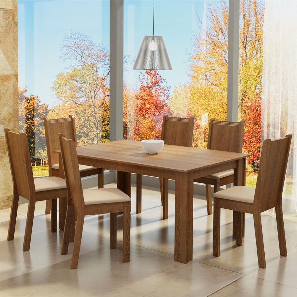 Conjunto-Sala-de-Jantar-Madesa-Analu-Mesa-Tampo-de-Madeira-com-6-Cadeiras Conjunto Sala de Jantar 6 Lugares Madesa Jaíne 2025: Vale a Pena?
