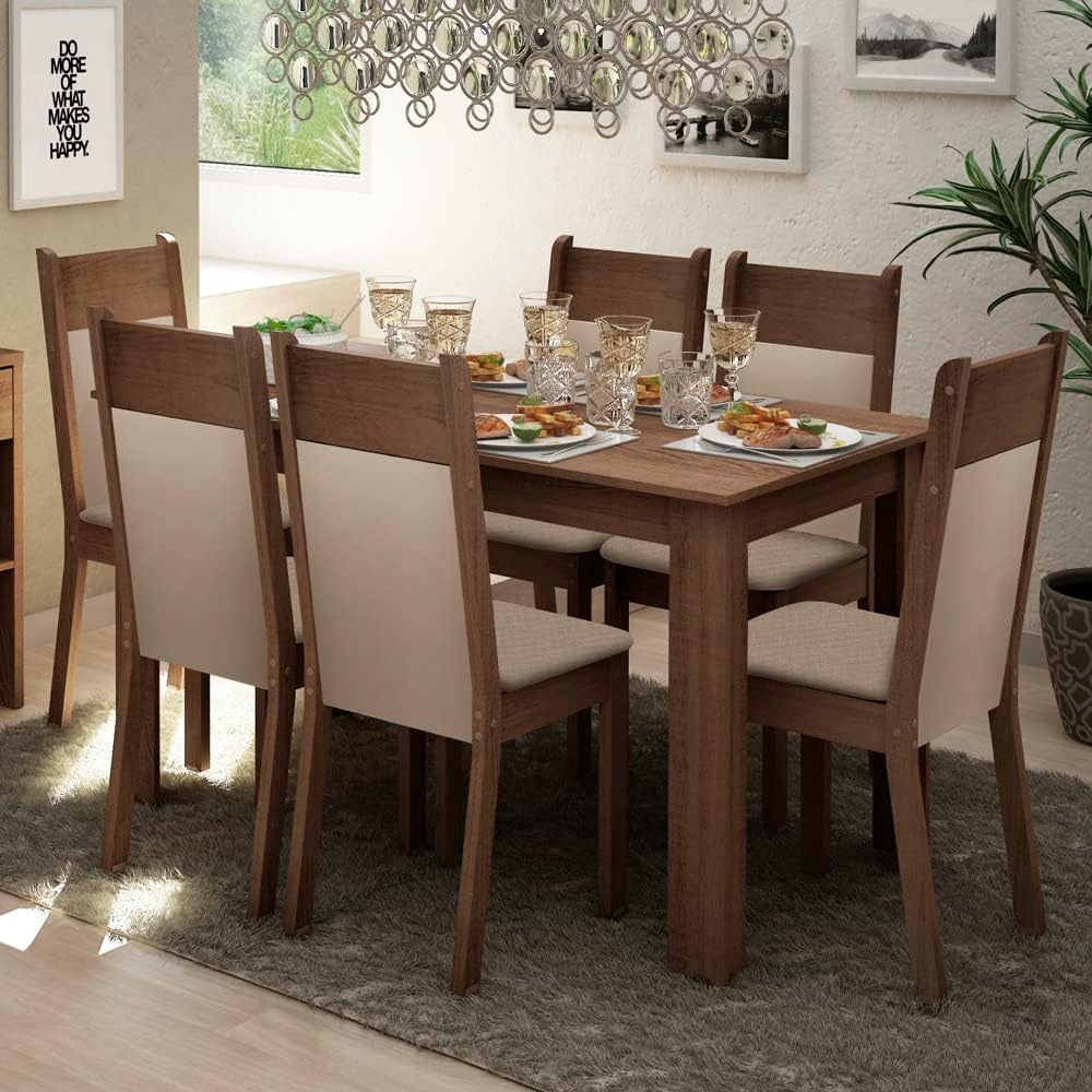Conjunto-Sala-de-Jantar-Madesa-Jaine-Mesa-Tampo-de-Madeira-com-6-Cadeiras Conjunto Sala de Jantar 6 Cadeiras Siena 2025: Vale a Pena?