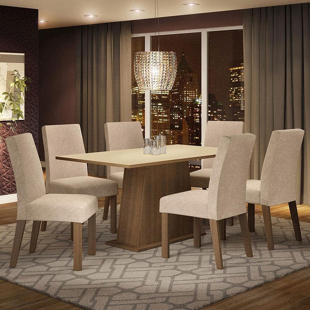 Conjunto-Sala-de-Jantar-Madesa-Luciana-Mesa-Tampo-de-Madeira-com-6-Cadeiras Conjunto Sala de Jantar 6 Cadeiras Siena 2025: Vale a Pena?