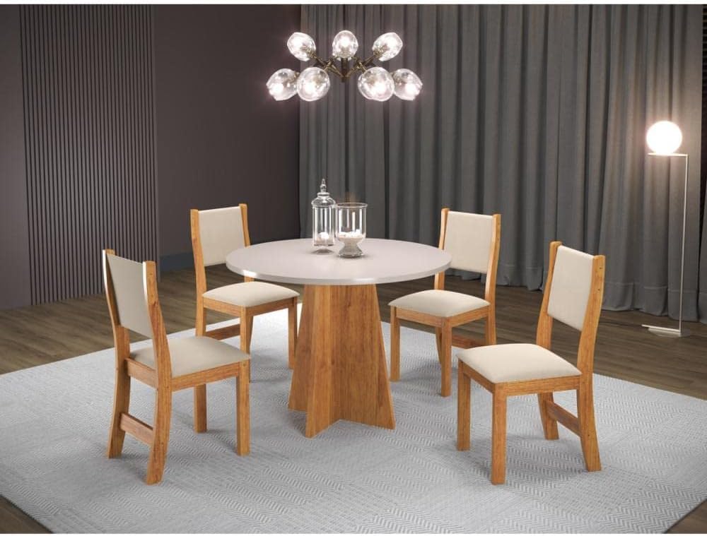 Conjunto-Sala-de-Jantar-Mesa-Chilli-90cm-Tampo-Redondo-com-4-Cadeiras-Sol Conjunto Sala De Jantar 6 cadeiras Kate 2025: O Conjunto Perfeito Para Sua Casa!