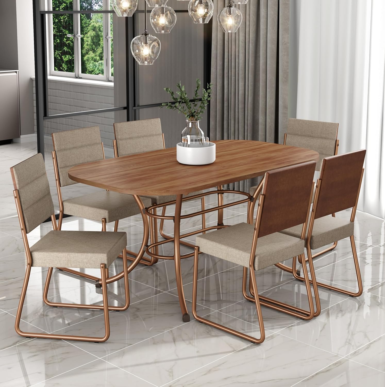 Conjunto-Sala-de-Jantar-Mesa-e-6-Cadeiras-Fenix-Carraro-Rose Conjunto Sala de Jantar 6 Lugares Madesa Jaíne 2025: Vale a Pena?