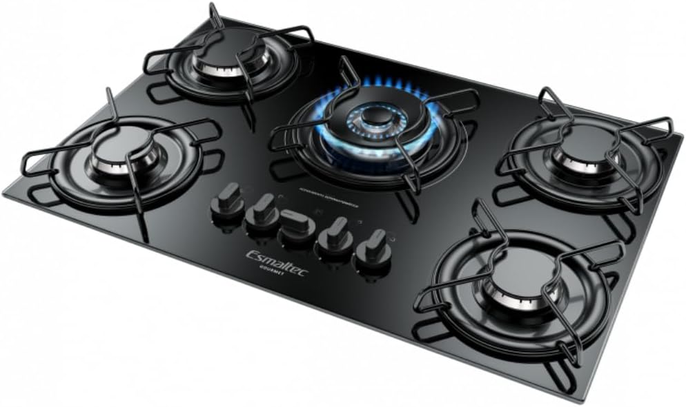 Cooktop-a-Gas-5-Bocas-Tripla-Chama-Esmaltec-Gourmet-Bivolt-Preto Fischer Cooktop 4 Bocas a Gás 2025: Melhor Custo-Benefício?