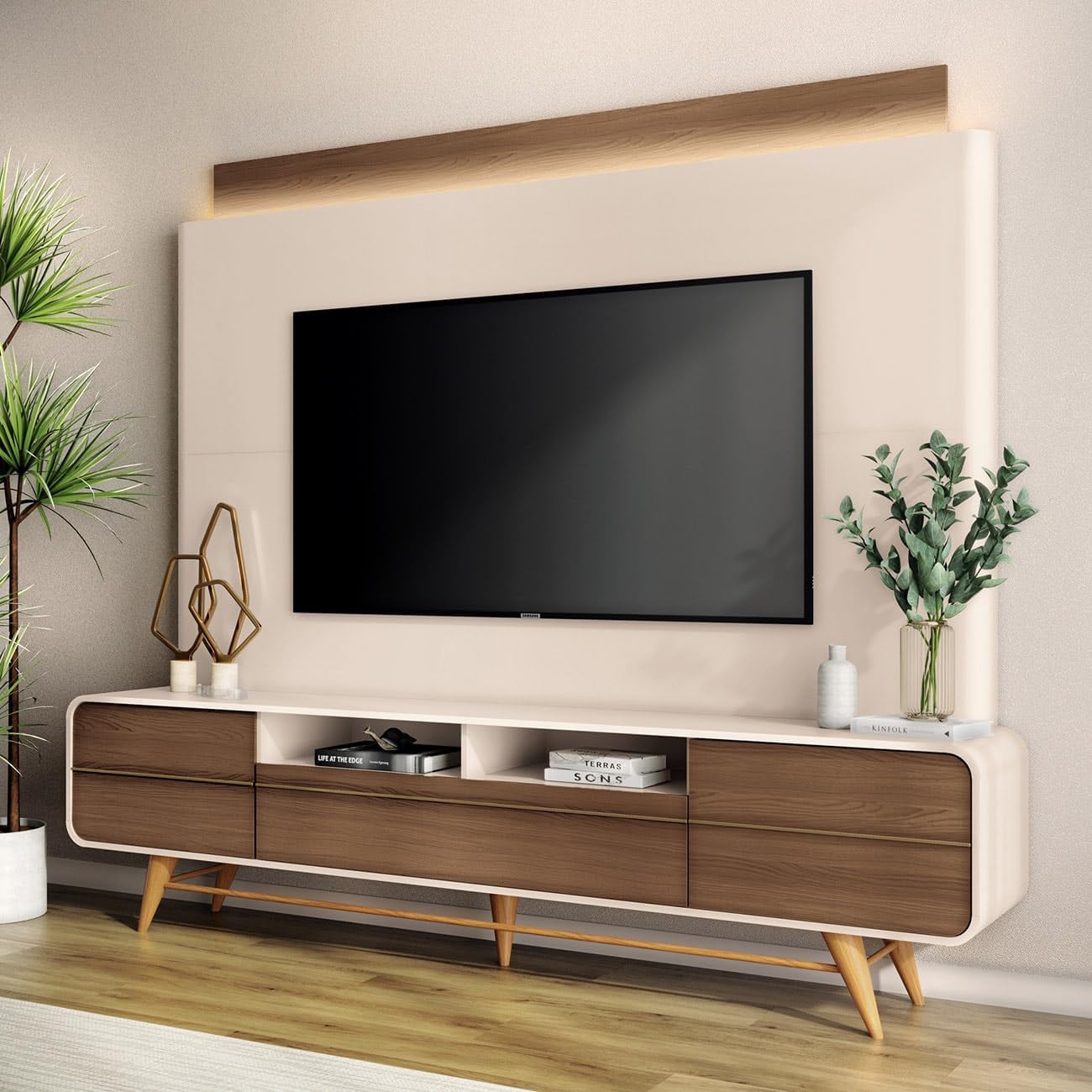 Estante-Painel-de-TV-85-Pol-220cm-Nobre-Castanho Painel Para TV 60 Madeirado 2025: A Escolha Certa!