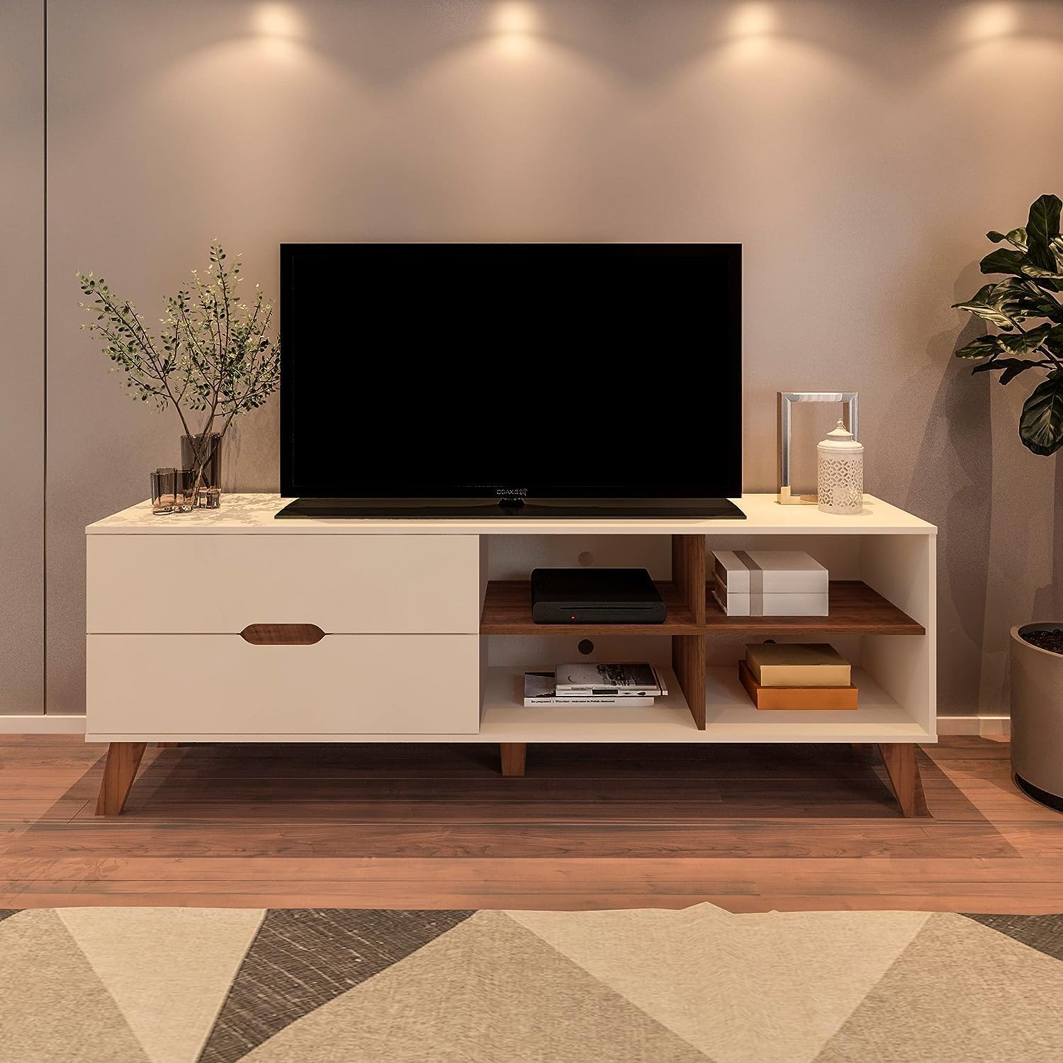 Rack-para-Tv-ate-75-com-2-gavetas-VERONA-cor-Off-White-Pinho-Artely SALA DE JANTAR 4 CADEIRAS MADESA VALE A PENA?