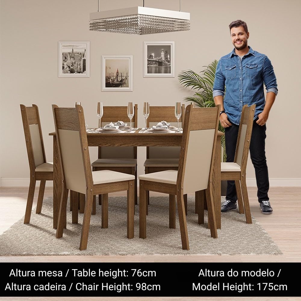 Sala-de-Jantar-Moderna Conjunto Sala de Jantar 6 Lugares Madesa Jaíne 2025: Vale a Pena?