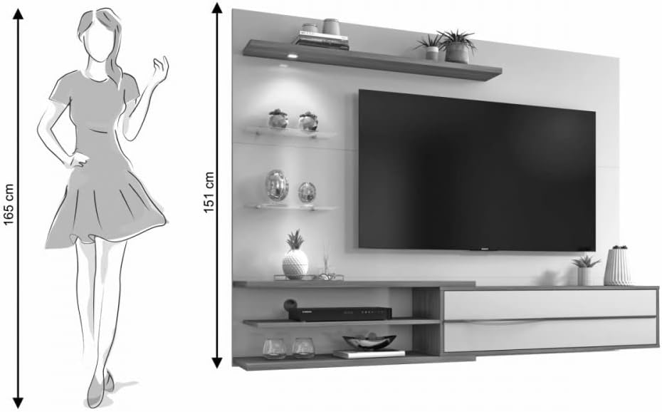 painel-1.80-com-rack Painel para TV até 60 Polegadas 2025 Com Lâmpada Led – É Bom Mesmo?