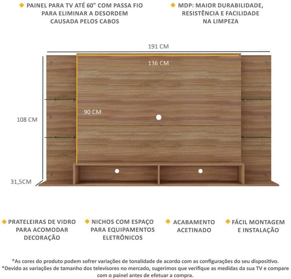 prateleiras-de-vidro Painel Para TV 60 Madeirado 2025: A Escolha Certa!